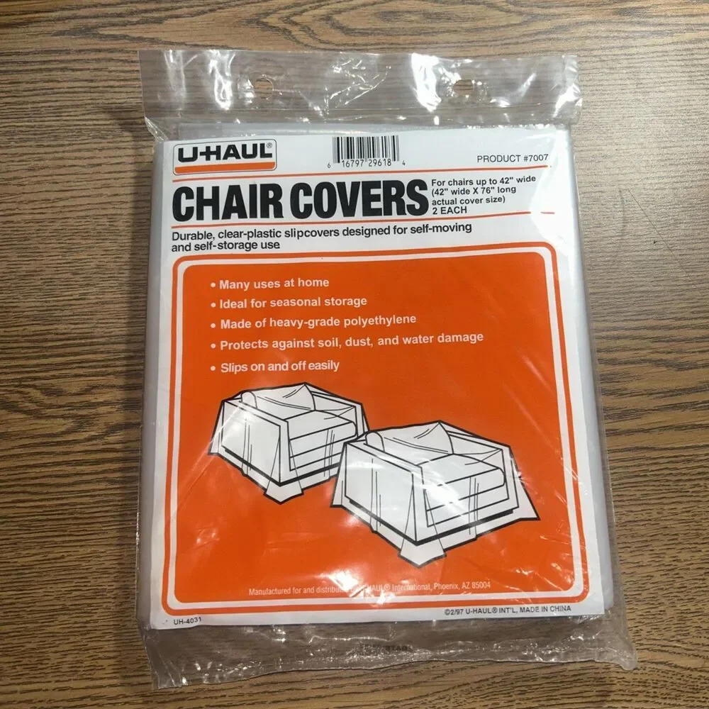 U-Haul Chair Covers Plastic Slipcovers Moving Storage 2 Pack New